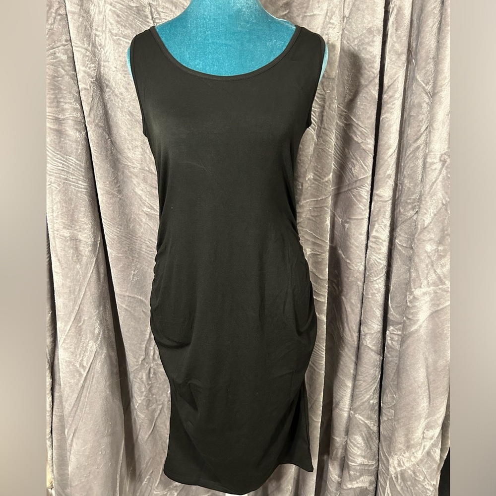 NWT Escaco Black Sleeveless Ruched Sides Maternity Dress Women’s size Small